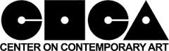 Abstract block letters read "COCA", black text below reads "Center on Contemporary Art"