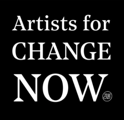 White text on black background reading "Artists for Change Now"