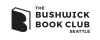 Vector outline drawing of a book, with the shape of the letter 'B' for the cover. Black text to the right reads, "The Bushwick Book Club; Seattle"