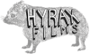 Detailed hand drawn illustration of a hyrax. Dimensional, hand drawn text over it reads, "Hyrax Films"