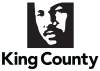 Vectorized black and white portrait of Martin Luther King Jr. Black text below reads "King County"