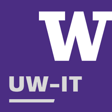Purple background with white text that reads "UW -IT" with a large white "W" in the upper right corner