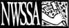 Black and white logo with the letters NWSSA, and a drawing of a hand with stone carving tools carving a stone