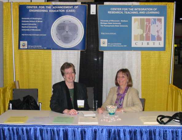 Cindy Atman and Sandy Courter at 2003 ASEE booth
