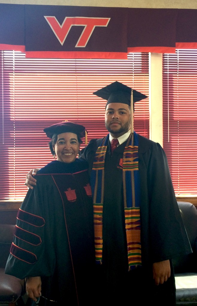 photo of Bev Watford with her son at his graduation