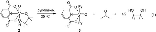 Reaction of vanadium complex with pinacol