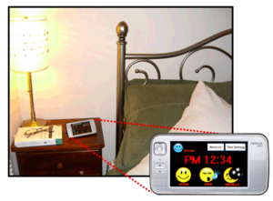 BuddyClock on a bedside table