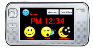 BuddyClock interface shows the sleeping status of three friends within a social network