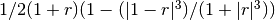 1/2 (1+r) (1 - (|1-r|^3) / (1+|r|^3))