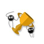 Two soot Sprites holding a trophy