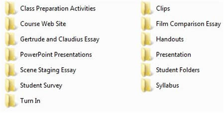 Screen shot of categorical folder system