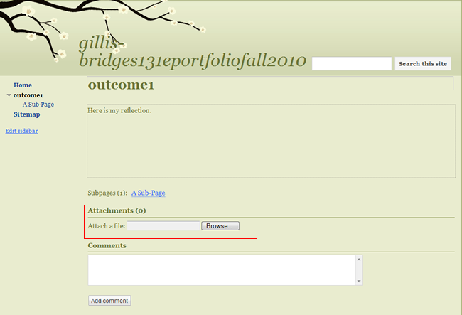 Screenshot of attach document option in Google Sites