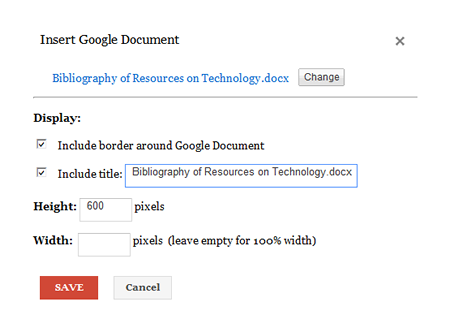 Screenshot of Google Docs insert document format options