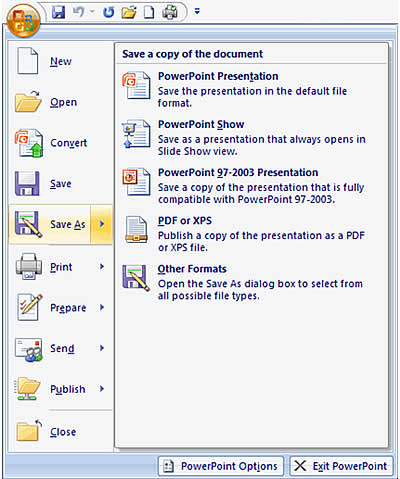 View Powerpoint Online on Page To View All Saving Options Click The Office Button And Choose