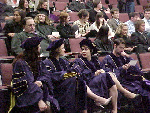 Gathering graduates.