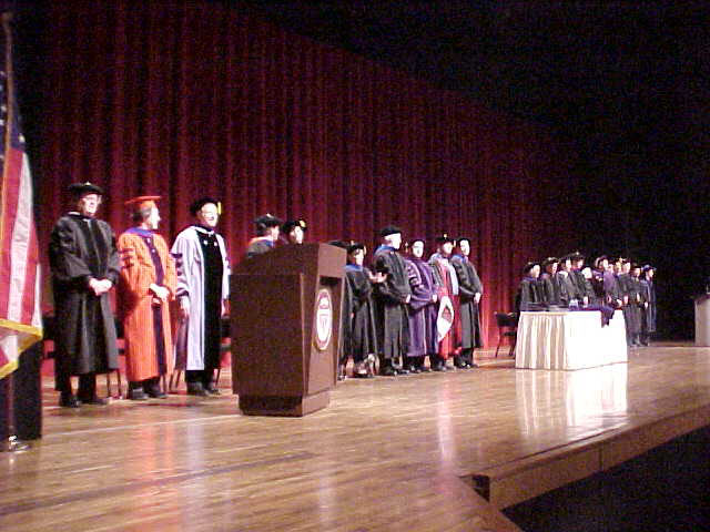 Dept. faculty on stage.