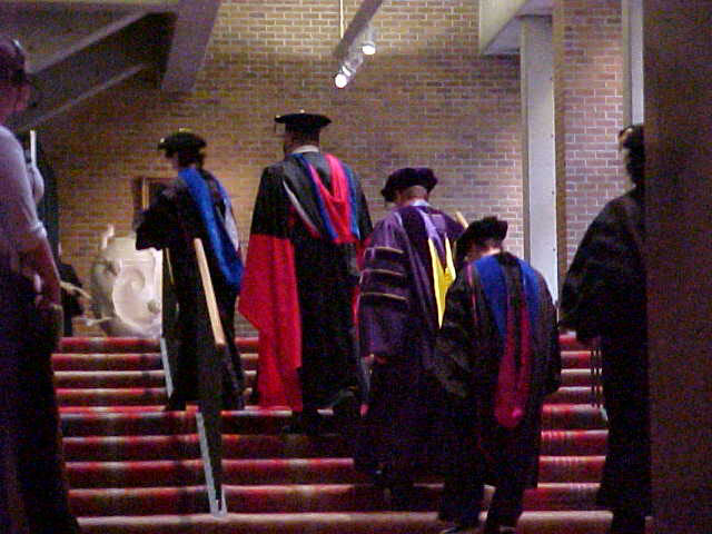 faculty going upstairs