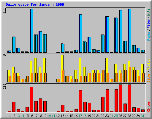 Daily usage for January 2009