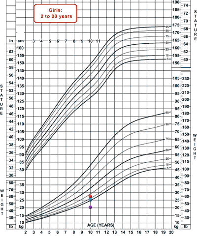 Chart displaying range of weight measures
