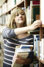 girl in library