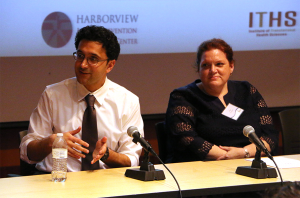 From left, HIPRC core faculty Dr. Ali Rowhani-Rahbar and Hilaire Thompson, Ph.D., address audience questions about their research.