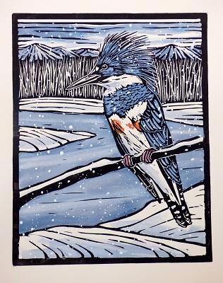Kingfisher in the Snow by Molly Hashimoto