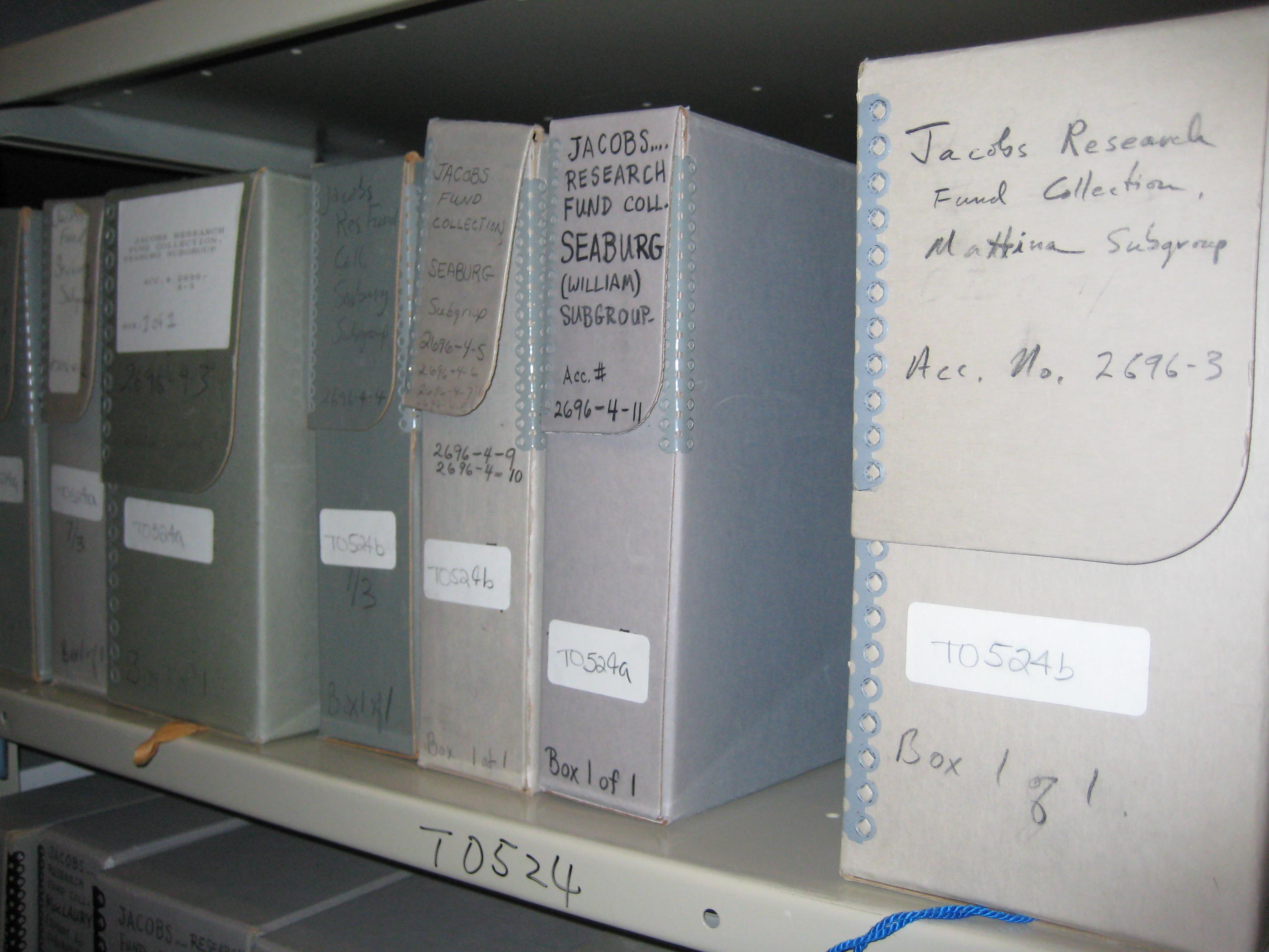 Boxes on shelves
