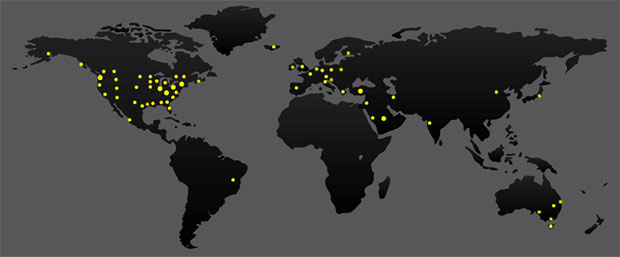Map of participants' locales
