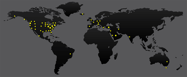 Map of participants' locales