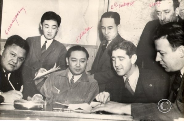 Local 7 leaders Ernesto Mangaoang, Vincent Navea, Irineo Cabatit in early 1940s