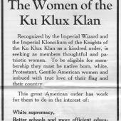 "The Women of the Ku Klux Klan" ad