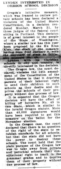 Lynden Tribune, April 3, 1924, p. 1