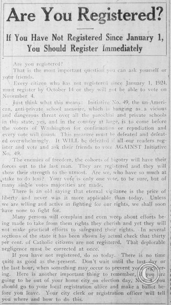 Catholic Northwest Progress, October 3 1924, p. 1