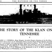 Formation of a KKK chapter on board the USS Tennessee, summer 1923