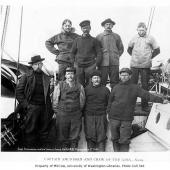 Captain Roald Amundsen and crew aboard the GJOA, September 1, 1906