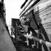 Repairing hull on ways at Salmon Bay Terminal_ Seattle_ Washington_ ca_ 1940 