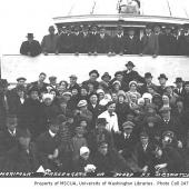 Rescued MARIPOSA passengers aboard the freight steamer DISPATCH_ Fitz Hugh Sound_ British Columbia_ October 1915 
