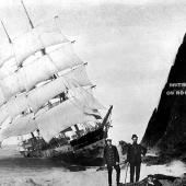 Wreck of the square rigger GLENESSLIN at Mt_ Neah-Kah-Nie_ Oregon coast_ 1913 