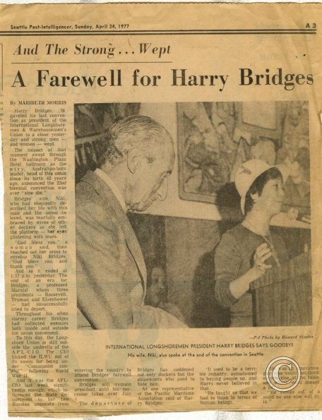 A Farewell for Harry Bridges Arpril 24 1977