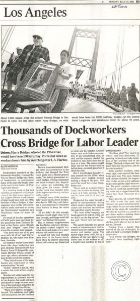 July 29 2001 Thousands of Dockworkers_Cross Bridge for Labor Leader
