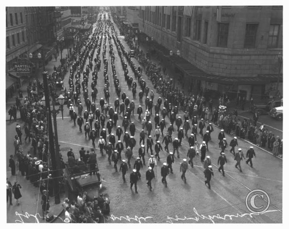 Longshoremen march in 1940 Labor Day Parade Seattle (MOHAI PI23358)