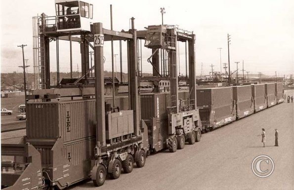 Early straddle carriers circa 1965