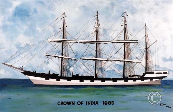 Crown of India, first grain ship in Tacoma, 1885
