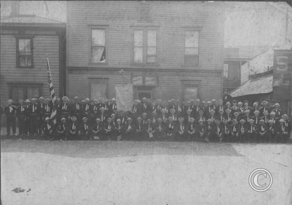  Seattle Longshore Local 179 in front of the hiring hall, Labor Day 1905.