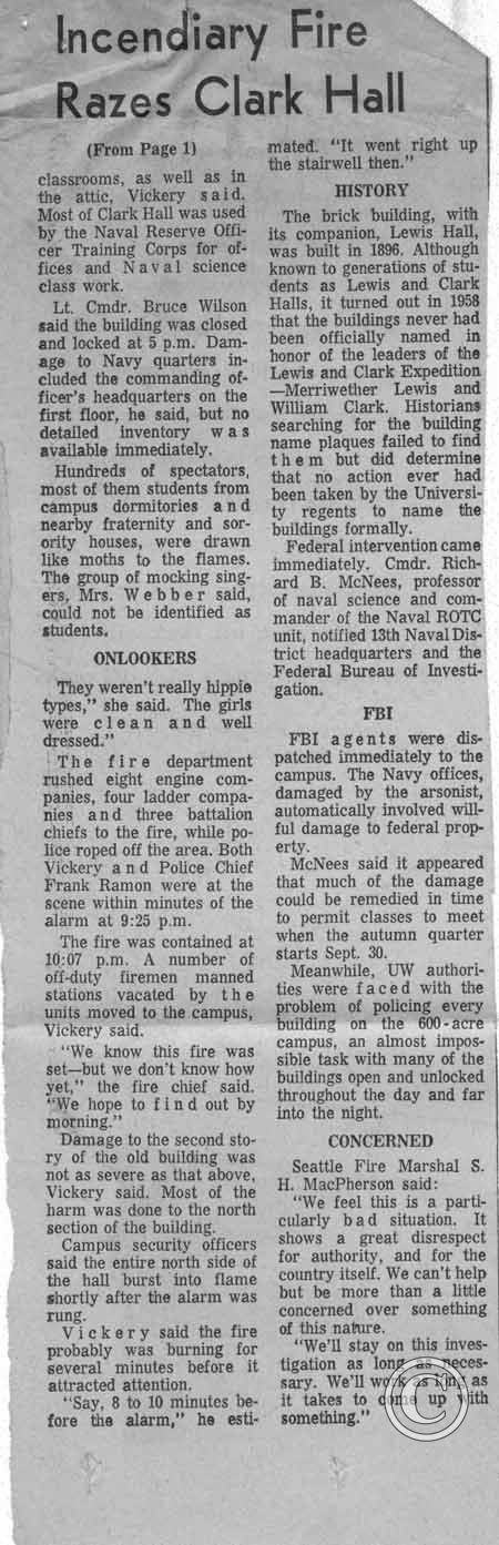 "Burn It Down" $40,000 UW Fire Hall Blazes As 15 Chant, 9/19/1968 pt. 2