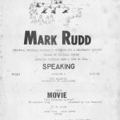 Mark Rudd Speaking, 11/1/1968 flyer