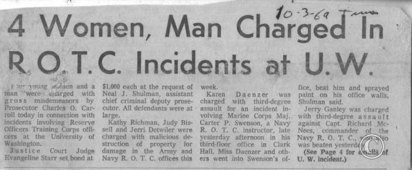 4 Women, Man Charged In ROTC Incidents At UW, 10/3/1969