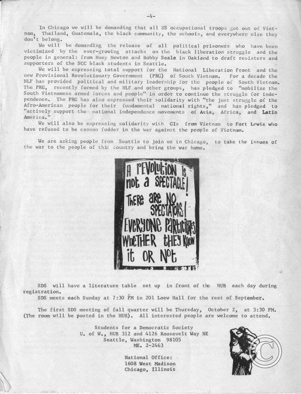 "Part Of The Solution" SDS leaflet, September 1969, page 4