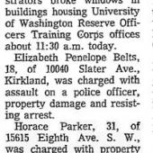 Two arrested in protest of ROTC, SDS, Seattle Times, 12/1/1969