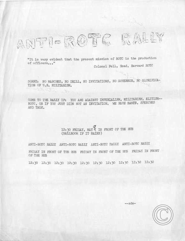 Anti-ROTC Rally, SDS May 9 1969